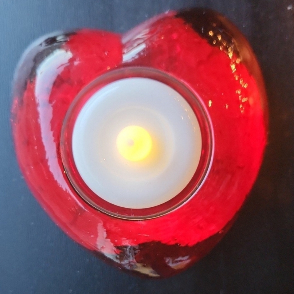 Heart-Shaped Red Tealight Candle Holder